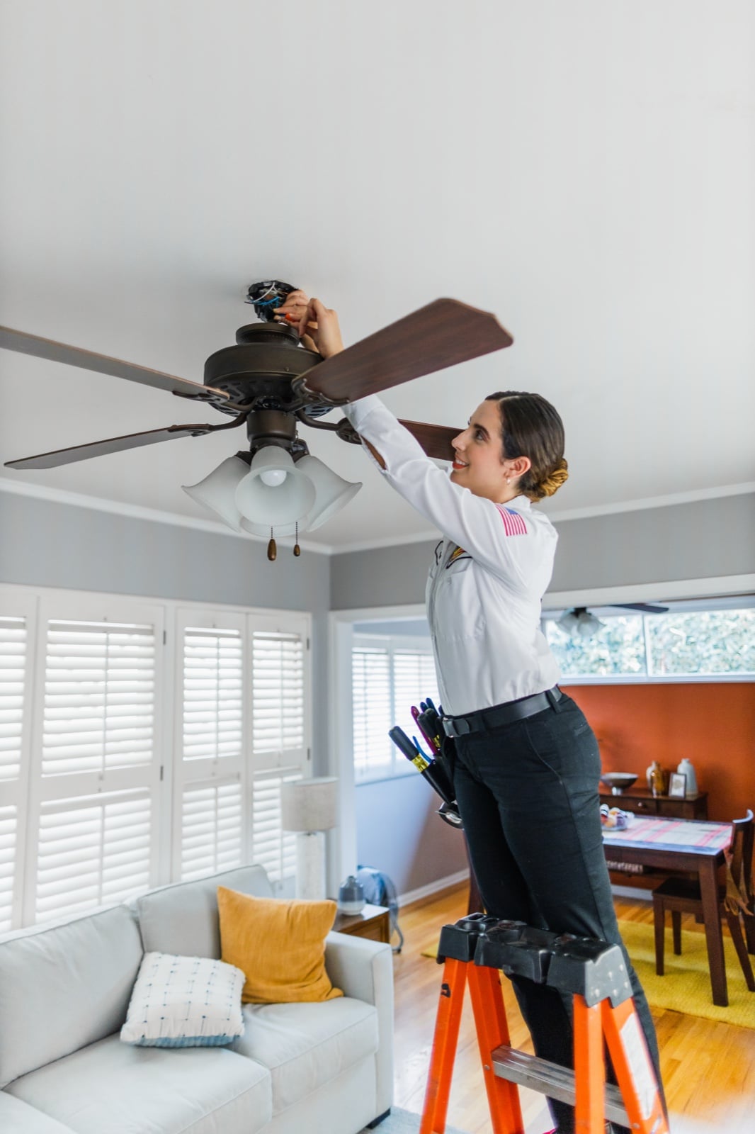 Northern Mister Sparky installing a ceiling fan